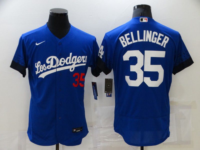 Men Los Angeles Dodgers #35 Bellinger Blue City Edition Elite Nike 2021 MLB Jersey